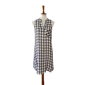 Cloth & Stone Womens Sleeveless Plaid Pullover Dress Black White S Small